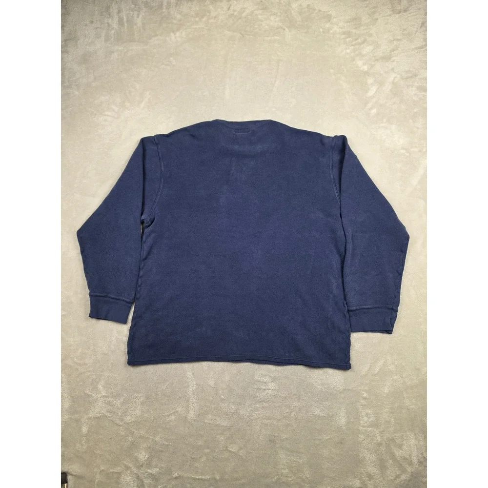 Polo Ralph Lauren Waffle Knit Thermal Men 2XL Blue Crewneck Fits Short Faded